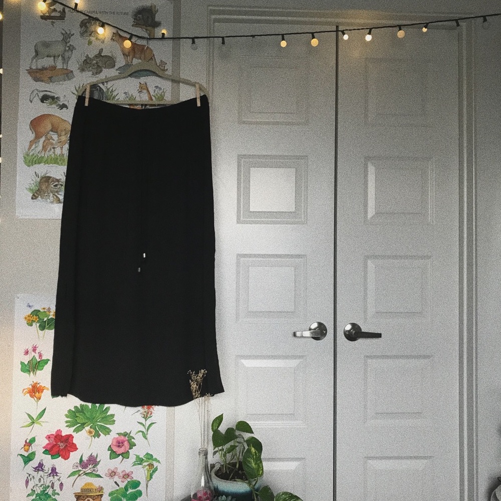 Black Maxi Skirt, Drawstring Waist